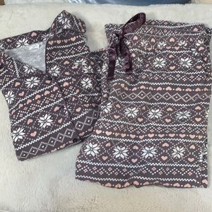 2X Maurice’s 100% cotton grey pink white pajama set